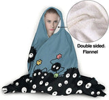 Soot Sprites Hooded Wearable Blanket for Adults Teens Kids Super Soft Comfy Warm Plush Throw Tv Blanket Wrap Robe Hoodie Cover