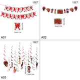 Halloween Blood Banner Paper Garland Scary Eyeball Skull Spiral Hanging Flag Halloween Party Decoration Home Haunted House Decor
