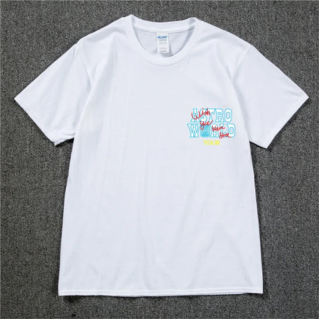 New Summer Hip Hop T Shirt Men Women Cactus Jack Harajuku T-Shirts WISH YOU WERE HERE Letter Print Tee Tops - Lootquake