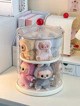 Labubu Rotating Display Box, Transparent Acrylic, Plush Doll Hand-Made Dust-Proof Labubu Pendant Storage Box.