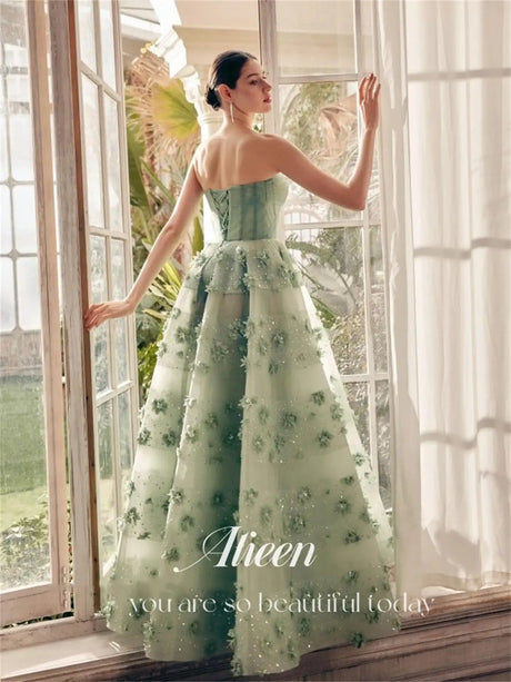 A-line Shiny Off the Shoulders Green Sharon Happy Luxury Dresses Women 2025 Customized Long Dress Es Robe De Soiree Femmes Prom - Lootquake