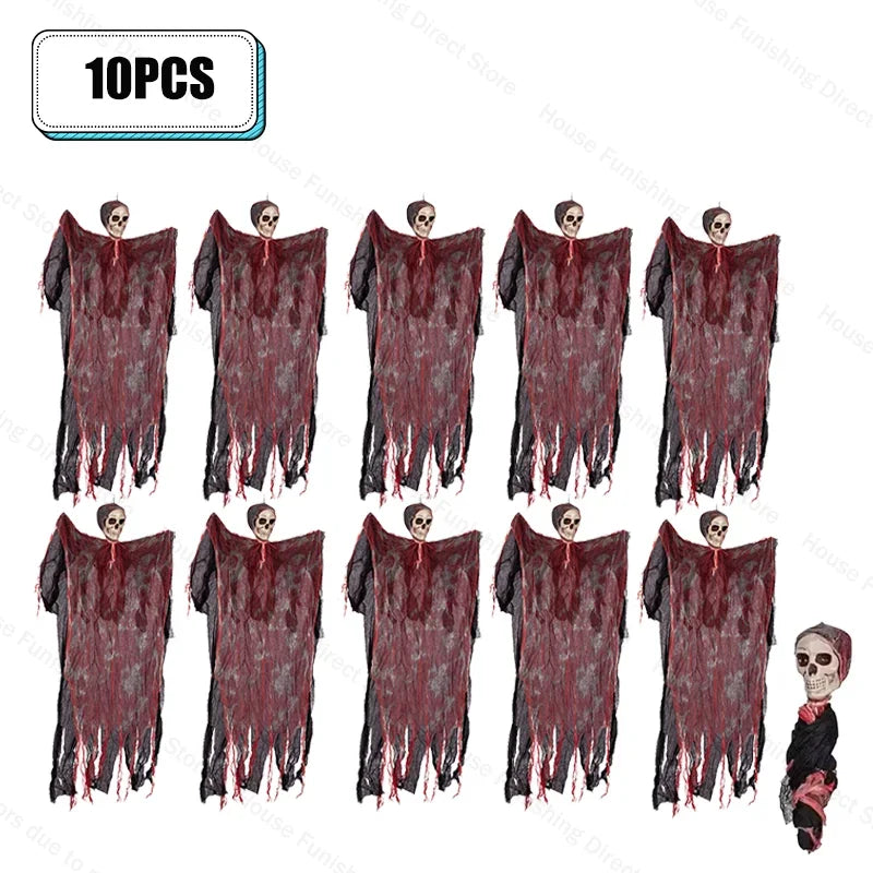 10/8/4/2/1PC Halloween Garden Decor Scary Hanging Ghost Skeleton Skull Grim Reaper Outdoor Haunted House Spooky Party Supplies
