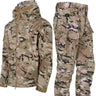 Camo Winter Tactical Sets Men Shark Skin Soft Shell Hooded Jacket+Multi-pocket Straight Cargo Pant 2Pcs Suits Waterproof Set - Lootquake