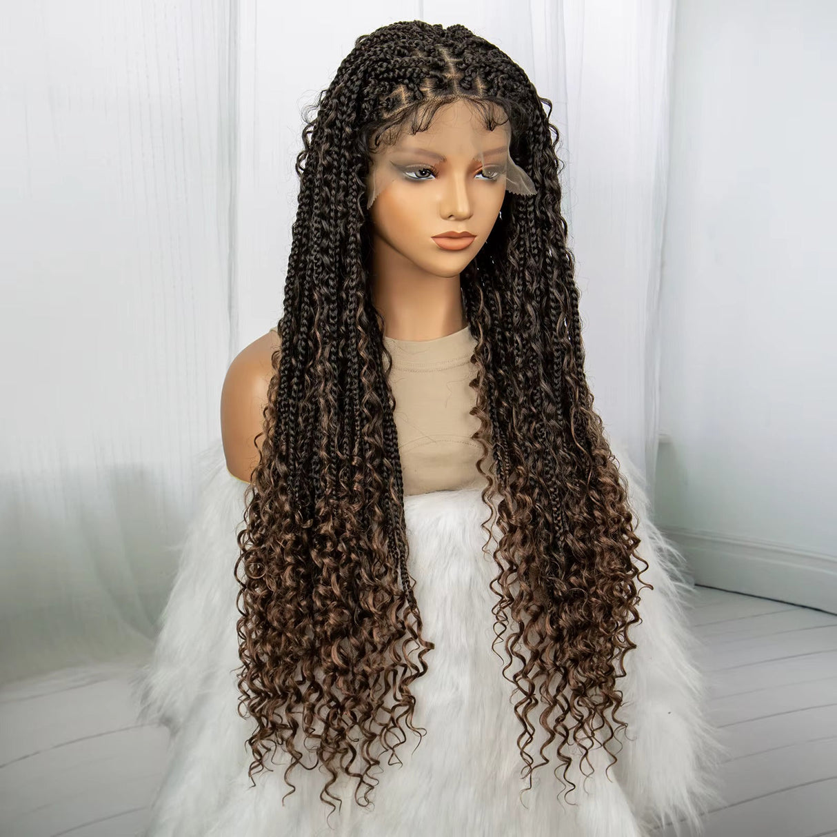 32" Boho Knotless Braided Wig | Bohemian Box Braids | Lace Front Wig with Baby Hair | Synthetic Hair