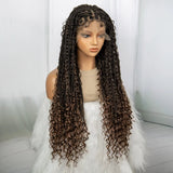 32" Boho Knotless Braided Wig | Bohemian Box Braids | Lace Front Wig with Baby Hair | Synthetic Hair