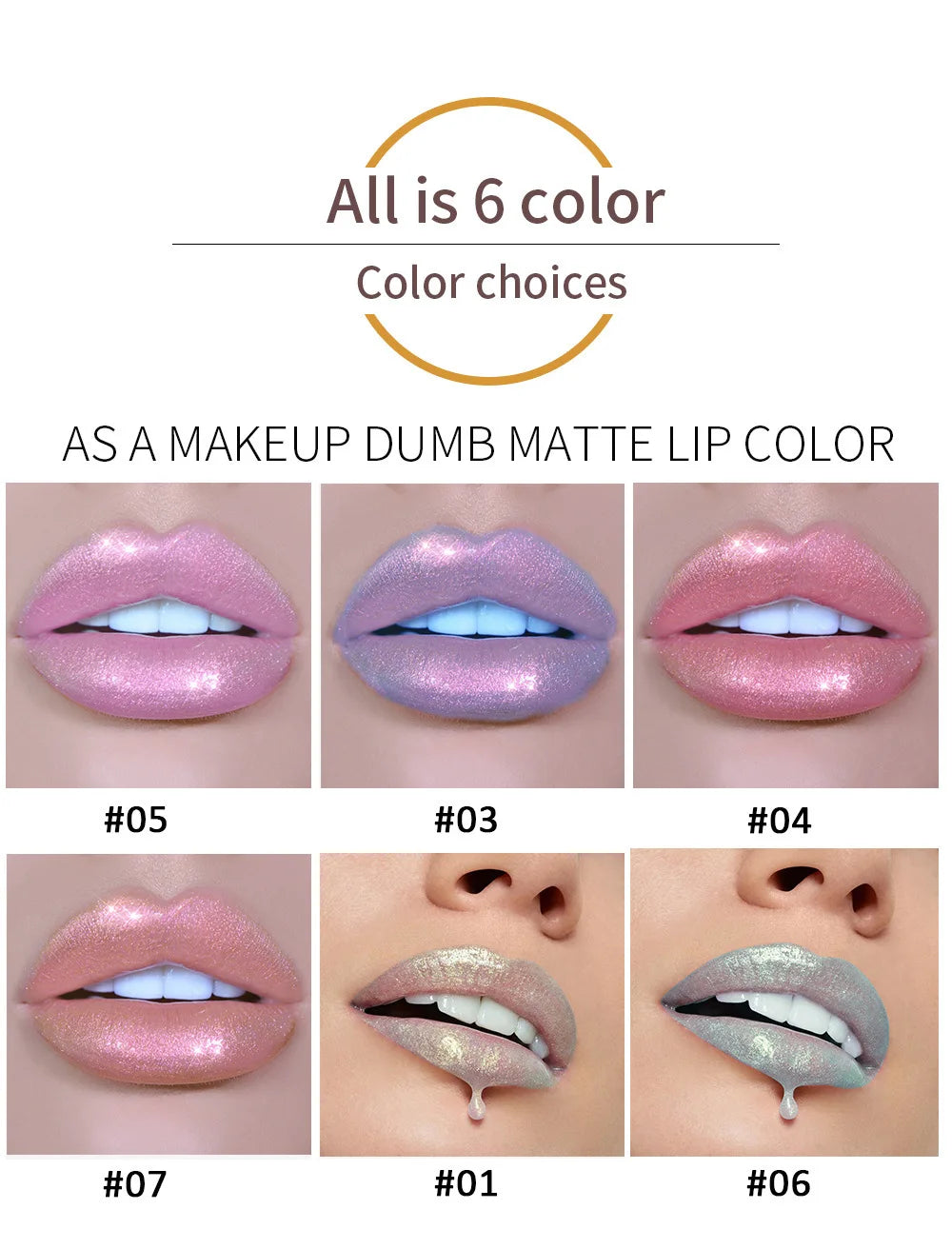 HANDAIYAN Best Seller Glitter Lip Gloss 6colors Moisturizing Mermaid Lip Glaze Waterproof Long Lasting Liquid Lip Stick