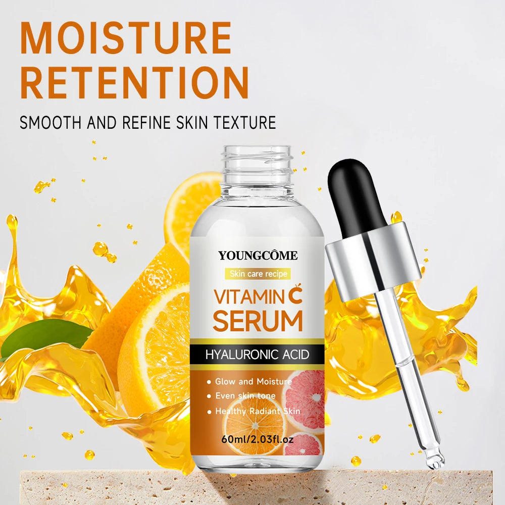 Suero facial con vitamina C, antiedad, blanqueador, iluminador, elimina manchas oscuras y pecas, con ácido hialurónico y vitamina E (40 ml/60 ml)