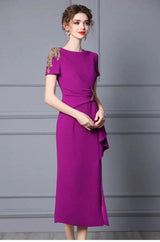 Long Dress Summer 2022 new purple nail drill elegant temperament close waist fish tail evening dress - Lootquake