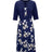 2024 European and American Autumn New Women's Long Dress Two Piece Flower and Grass Print Round Neck Dress Coat Women - Lootquake