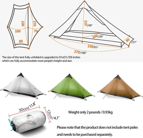 3F UL Gear Lanshan1 Ultralight Tent 3/4 Season Portable Backpacking Tent for 1p Double Layer Tent for Camping, Climbing, Hiking - Lootquake