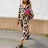 Autumn Women's Long Leopard Print Dress New Long V-neck Loose Lantern Sleeve Leopard Print Dress Long Dress - Lootquake