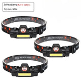 Linterna frontal LED portátil mini y potente, recargable por USB, XPE+COB, para caza, impermeable, con cola magnética, 1-5 unidades