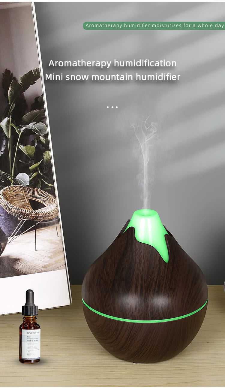 350ML USB aroma oil diffuser wood electric humidifier ultrasonic air humidifier mini aromatherapy LED light mist maker for home