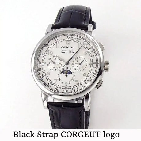 Corgeut Multi Functional Watch Automatic Mechanical Watch for Men 42mm Day Date Month Year Day/Night ST1655 Movt Polished Case - Lootquake