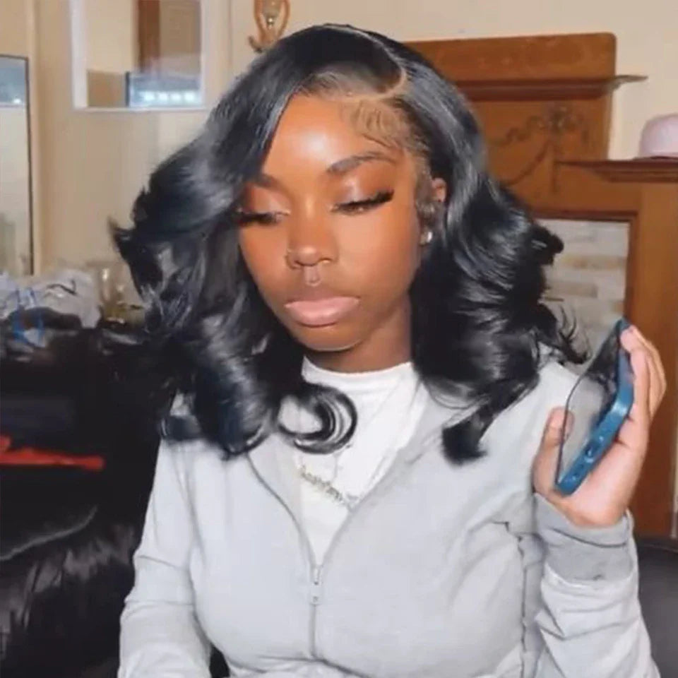 180D Body Wave Human Hair Wig | 13x5x1 Lace Part Bob & Frontal Wigs (Brazilian Remy)