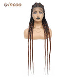 36" Jumbo Cornrow & Knotless Box Braids Wig | Full Lace | Light Brown Lace | Synthetic