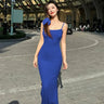 Dulzura Women 2025 Summer Party Club Evening Streetwear Bodycon Beach Basic Black Long Dress Wholesale Items For Business D22775