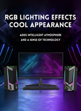 Altavoz para computadora Bluetooth RGB, altavoz para computadora de escritorio, altavoz para computadora portátil, altavoz estéreo de escritorio, alimentación por USB, con LED ambiental