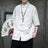 M-5XL Plus Size Mens Chinese Traditional Floral Printed Tang Shirts Frog Button Down Kong Fu Half Sleeve Summer Clothing XXXXXL - Lootquake