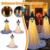 Lighted Spooky Ghost Decor Scary Standing Ghost with LED String Lights Home Porch Garden Yard Lawn Party Halloween Decorations