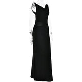 Sibybo Fashion Elegance Sleeveless Backless Long Dress Basics Solid Color Skinny Robe 2024 Temperament Women Club Party Dresses - Lootquake