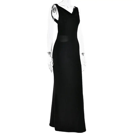 Sibybo Fashion Elegance Sleeveless Backless Long Dress Basics Solid Color Skinny Robe 2024 Temperament Women Club Party Dresses - Lootquake