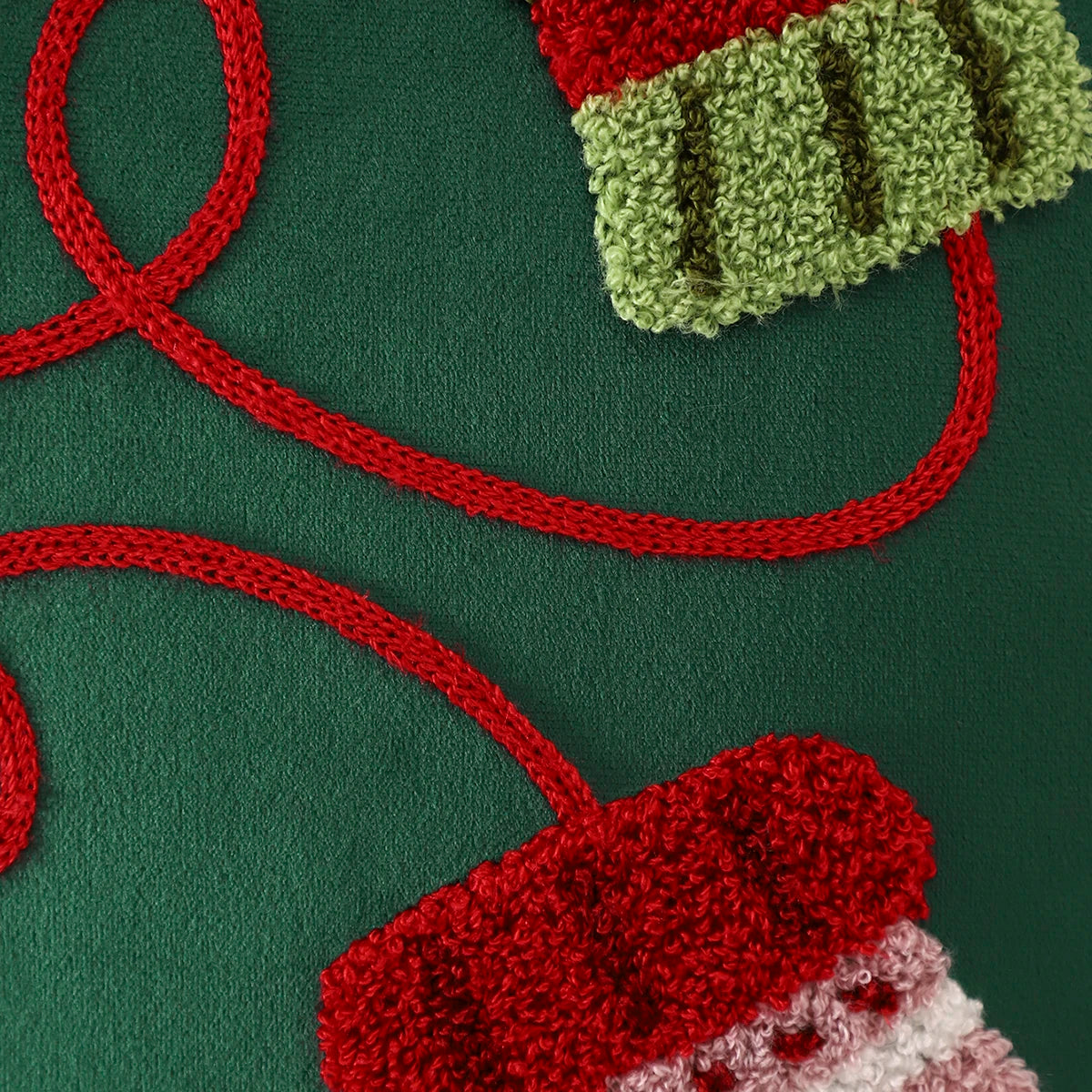 1 funda de almohada navideña con diseño de ciervo, guantes bordados de terciopelo, decoración navideña para sala de estar.