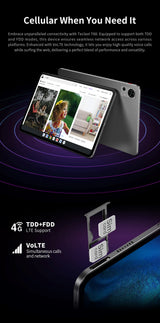 Écran extra large, tablette TECLAST T60, 12'' 2K FHD 2000x1200, Android 13, (8GB + 8GB) 16GB RAM, ROM 256GB, 8000mAh, charge rapide UNISOC T616 8 cœurs 4G VoLTE Wifi 13MP + 5MP