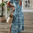 2024 Vintage Floral Elegant Maxi Dress For Women Summer Fashion V Neck Short Sleeve Split Boho Long Dress Party Beach Dresses - Lootquake