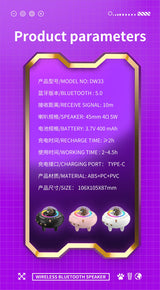 Mini haut-parleur portable Bluetooth avec éclairage LED RGB, design OVNI, vaisseau spatial, haut-parleur sans fil, idéal comme cadeau, compatible TF