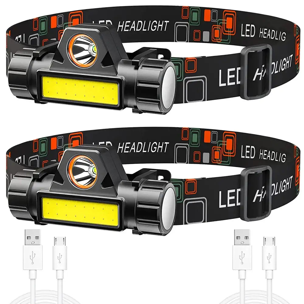 USB Rechargeable Portable Mini Powerful LED Headlamp XPE+COB Hunting Headlight Waterproof Head Torch with Tail Magnetic - Lootquake