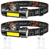 USB Rechargeable Portable Mini Powerful LED Headlamp XPE+COB Hunting Headlight Waterproof Head Torch with Tail Magnetic - Lootquake