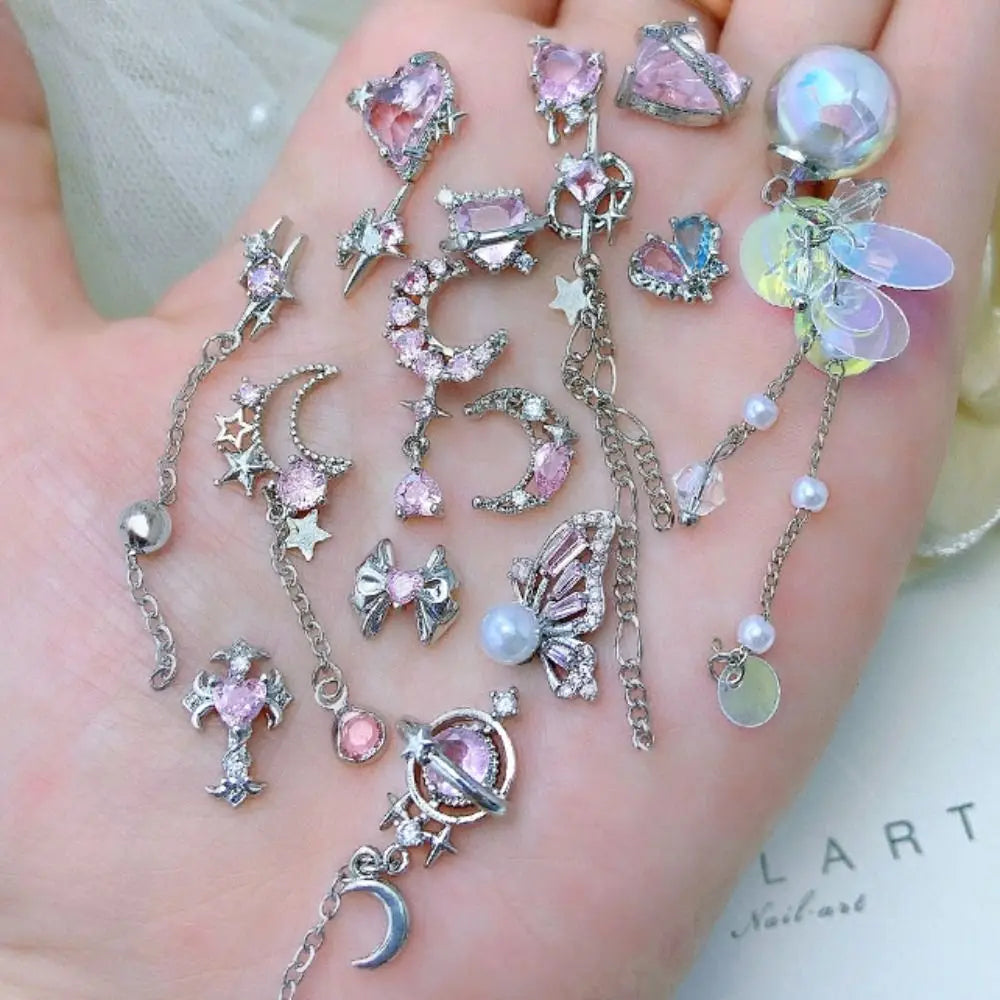 Light Luxury Charms Luxury Nails DIY Nail Charms Japanese Style Pink Jewel Nails Decor Manicure Ornaments Alloy