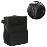 Cubo de basura con tapa y bolsillos de almacenamiento, 100 % a prueba de fugas, organizador impermeable, multiusos, color negro, para coche.