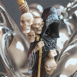 Statue de la Sainte Mort debout, figurine décorative de la Mort, Faucheuse tenant un crâne, statue d'autel pour Halloween