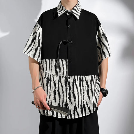 M-5XL Plus Size Mens Short Sleeve Shirt Chinese Traditional Tai Chi Kung Fu Mandarin Collar Frog-Button Clothes Summer Tops Man - Lootquake
