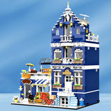 European Market Street Villa House Model Building Blocks MINI Creative Architectural Scene Light Assemble Brick Toy Kid Gift - Lootquake