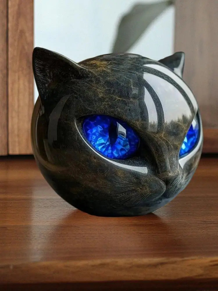 Sculpture en pierre de chat noir de luxe, sculpture en pierre de chat noir, statues de chat, décoration d'intérieur pour bureau, Halloween, chambre à coucher, bibliothèque