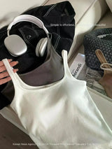 Solid All-Match Invisible Integrated Chest Pad Cami 2024 Spring New Korean Women clothes Short Sleeveless Top - Lootquake