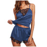 Women Sleepwear Satin Sexy Lace Pajamas Set Female Elegant Sleeveless Top And Shorts Nightgowns Bathing Suit Underwear Canisa - Lootquake