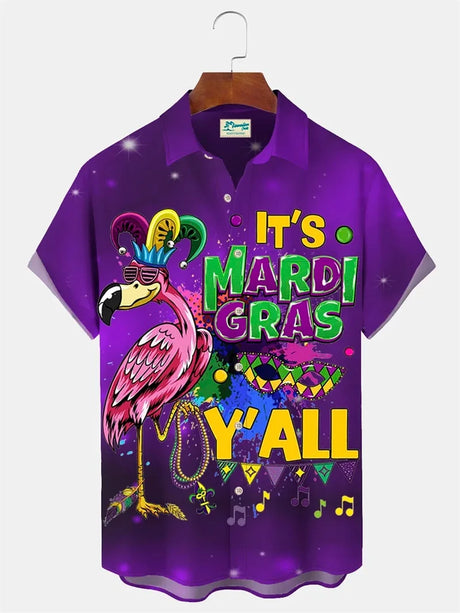2024 Men's Mardi Gras Shirt 3D Print Short Sleeve Casual Shirts Streetwear Loose Plus Size Mens Hawaiian Shirts Tops T-Shirt - Lootquake