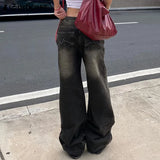 SUCHCUTE Low Waist Jeans for Women Goth Y2k Style Baggy Jeans Punk New Jeans Wide Leg Denim Pants Kpop Casual Loose Streetwear - Lootquake