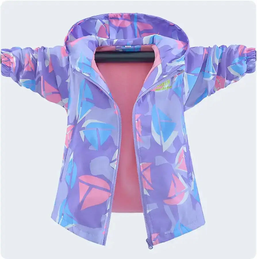 Girls Korean Polar Fleece Outdoor Jacket 4-12 Yrs Children's Autumn Winter Thickened Hooded Windbreaker Kids Girl's Fashion Coat - Lootquake