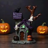Haunted House Table Decor Glowing Halloween Decorations Resin with Ghost Table Ornament Figurines for Garage Fireplace Bathroom