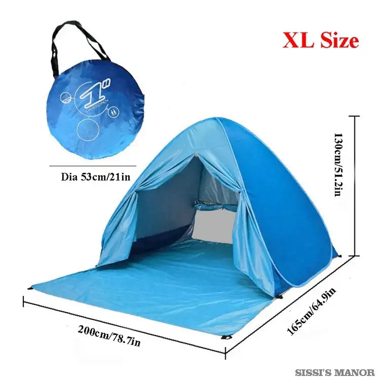 With Door Curtain 2-3Persons Pop Up Beach Tent Automatic Quickly Open Outdoor Camping Tour UV50+ Portable Ultralight Sunscreen - Lootquake