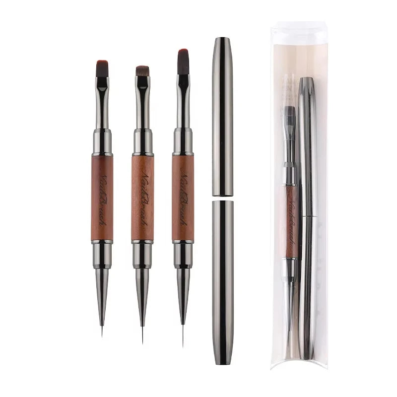 New Dual-ended Nail Brush Acrylic Nail Art Brushes Professional UV Gel Nail Polish Liner Flower Painting Drawing Manicure Tools