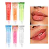 6pcs Fruit Moisturizing Lip Gloss Oil,Transparent Lipstick,Ve, Rosehip,Argan,Peppermintaloe,Coconut Flavor Lip Gel,Long Lasting