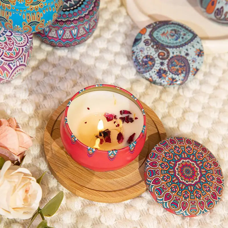 Velas aromáticas de osmanthus y gardenia con pétalos. Pequeñas velas aromáticas románticas para cumpleaños de niñas. Aromaterapia para el hogar.