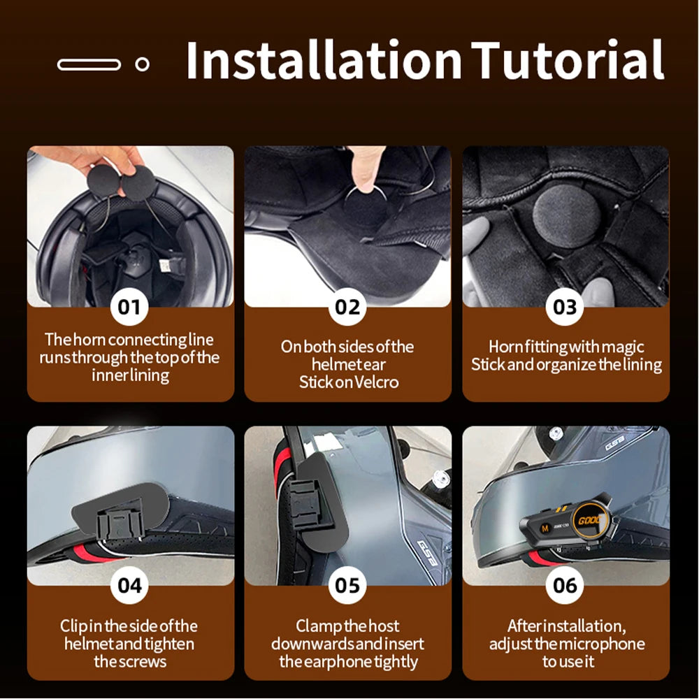 Auriculares inalámbricos Bluetooth 5.3 para casco, manos libres, para motocicleta, impermeables, reproductor de música MP3 y altavoz