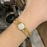 High Quality Brass 18K Gold Plated 2025 Vintage Lucky Small Retro Ladies Watch  Unique Steel Band Quartz High Quality - Lootquake